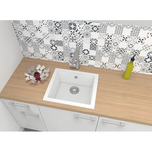 Rocklite Weston Bowl Inset Kitchen Sink - White - Sink in kitchen